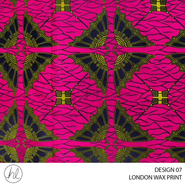 London Wax Print (55) Cerise (Design 07) (110cm) Per M