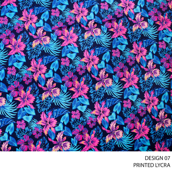 LYCRA PRINT FABRIC 150CM NAVY ROLL ROLL 002