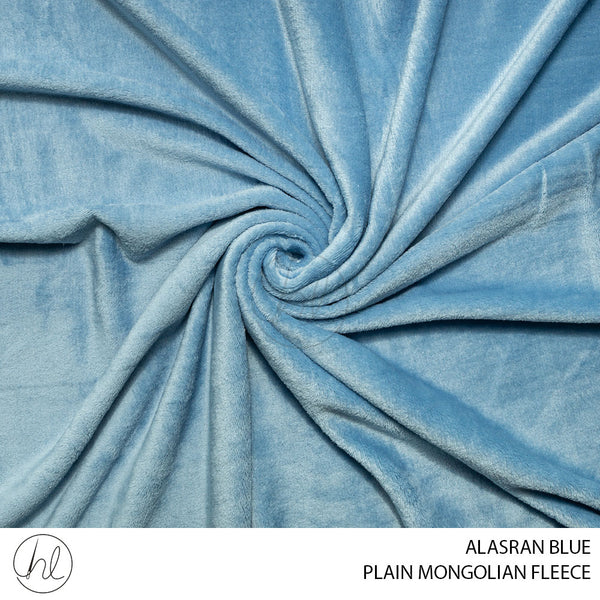 PLAIN MONGOLIAN FLEECE (51) ALASRAN BLUE (150CM) PER M