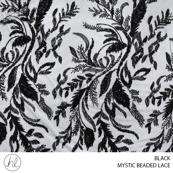 Mystic Beaded Lace (53) Black (125cm) Per M