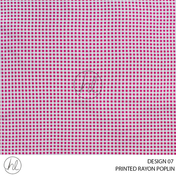 Printed rayon Poplin (51) Pink (Design 07) (145cm) Per M