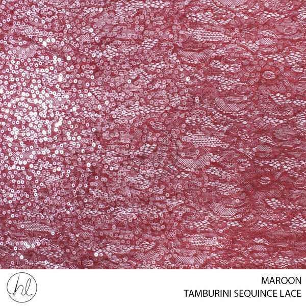 TAMBURINI SEQUINCE LACE (51) MAROON (140CM) PER M