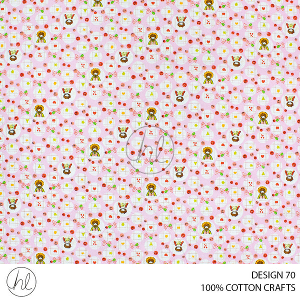 COTTON CRAFT DOLLY HOUSEHOLD FABRIC PINK ROLL ROLL 001