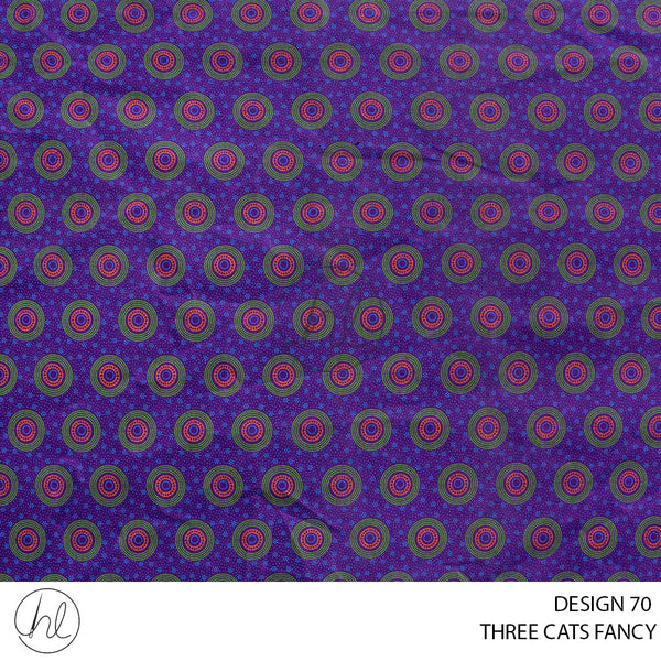 Three Cats Fancy (419) Purple (Design 70) (90cm) Per M