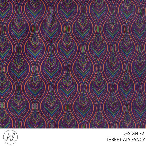 Three Cats Fancy (419) Purple (Design 74) (90cm) Per M