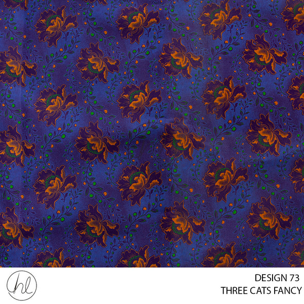 Three Cats Fancy (419) Purple (Design 73) (90cm) Per M