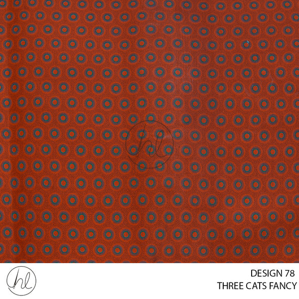 Three Cats Fancy (419) Orange (Design 78) (90cm) Per M