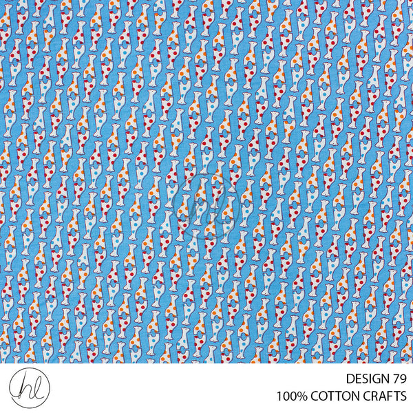 COTTON CRAFT GIRAFFE PRINTED FABRIC TURQUOISE ROLL ROLL 001