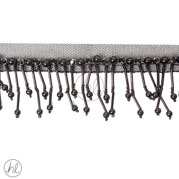 Fringe Beaded (6cm)	(Black)