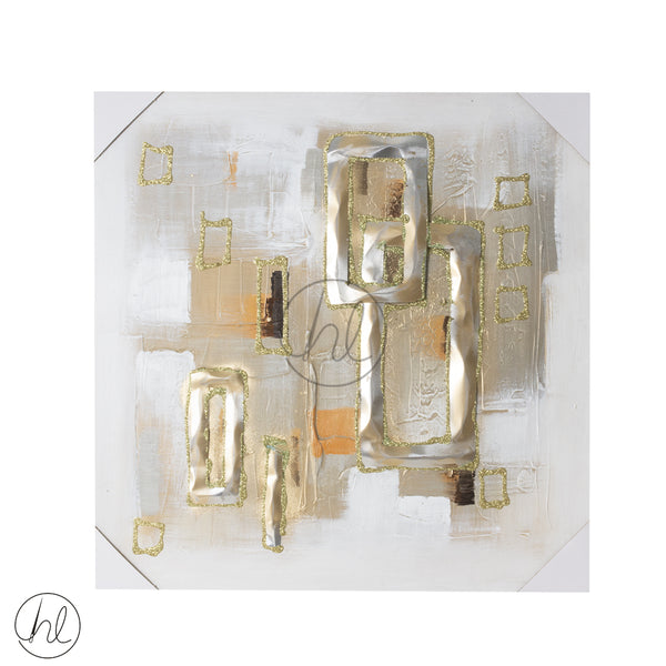 PAINTING CANVAS 550 60x60(GOLD AND SILVER RECTANGLE METAL) ABY-4405