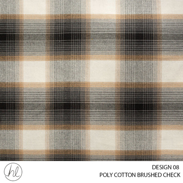 Poly Cotton Brushed Check (56) Beige (140cm) Per M