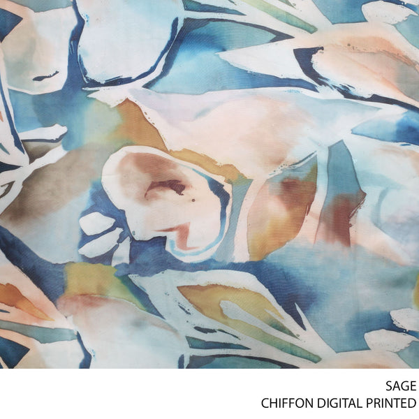CHIFFON DIGITAL PRINTED FARBIC 150CM SAGE ROLL ROLL 001