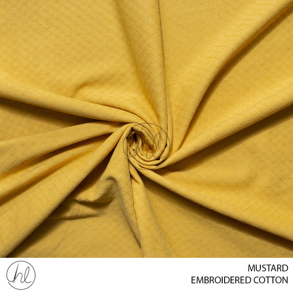 Embroidered cotton (51) mustard (150cm) per m