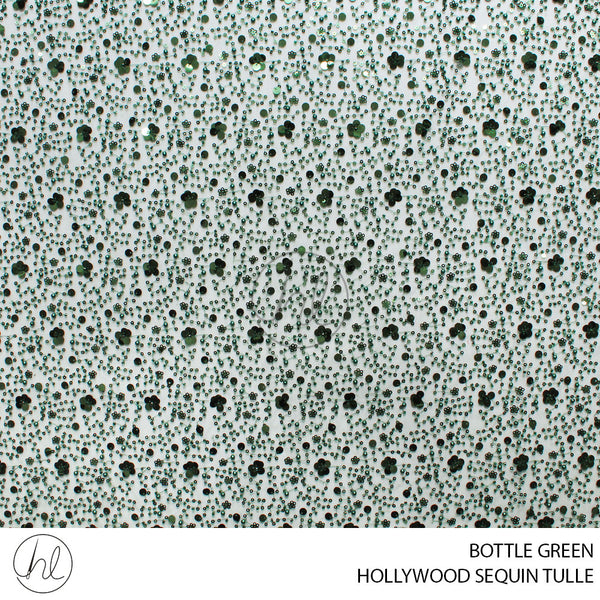 HOLLYWOOD SEQUIN TULLE (781) BOTTLE GREEN (130CM) PER M