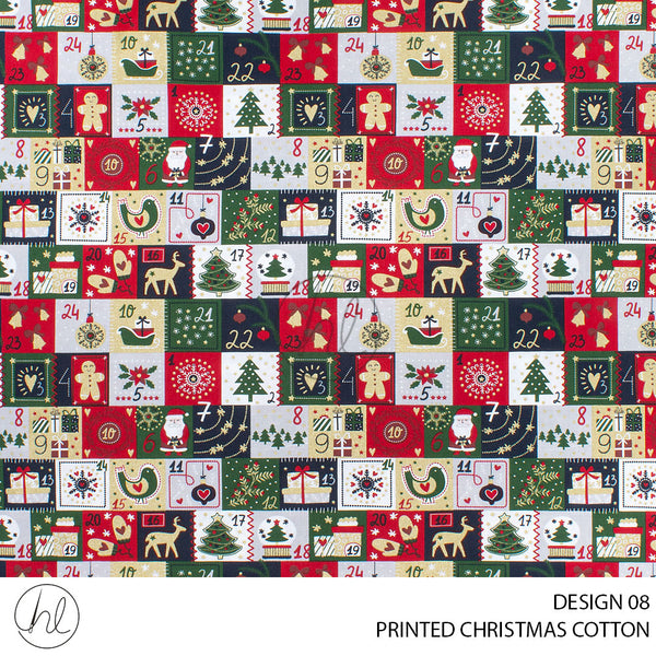 PRINTED CHRISTMAS COTTON (DESIGN 163) (51) MULTI (145CM) PER M