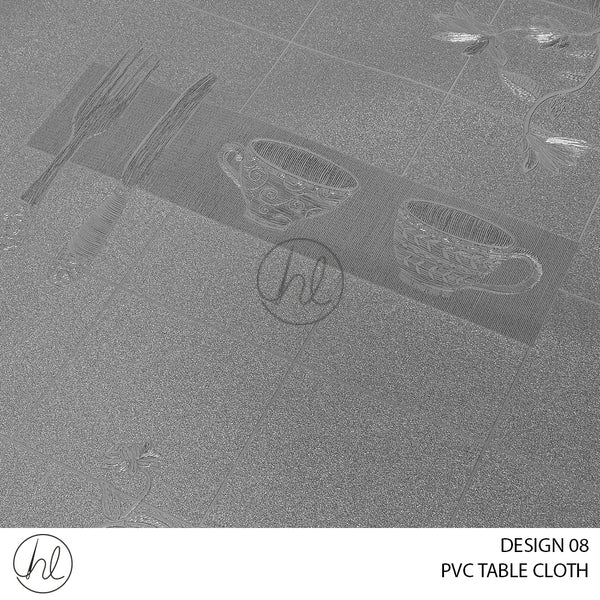 PVC TABLE CLOTH 4640 (DESIGN 08) (GREY) (140CM WIDE) PRICE PER M