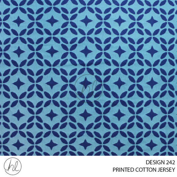 PRINTED COTTON JERSEY (51) TURQUOISE (150CM) PER M