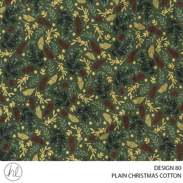 PRINTED CHRISTMAS COTTON (DESIGN 98) (51) OLIVE (145CM) PER M