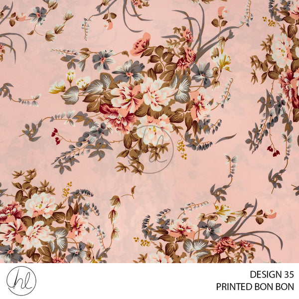 Printed Bon Bon (781) Pink (Design 35) (150cm) Per M