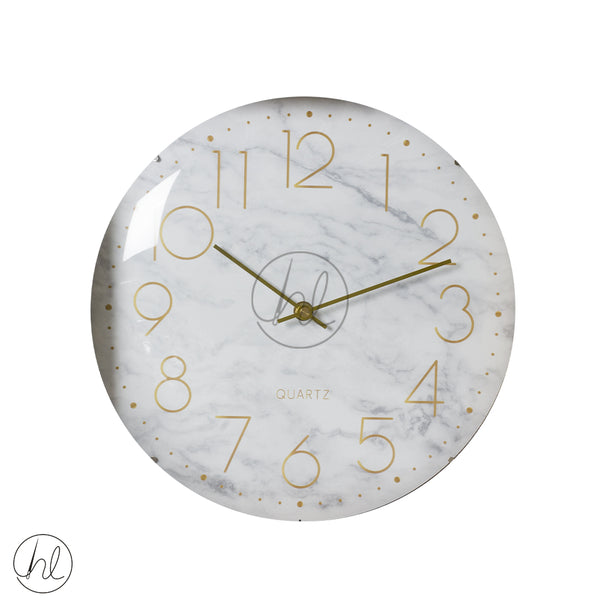 CLOCK WALL CURVED GLASS (WHITE MARBLE)