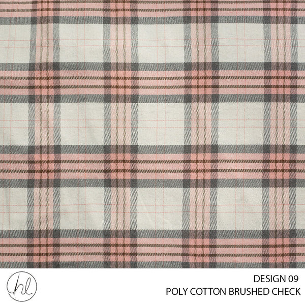 Poly Cotton Brushed Check (56) Pink (140cm) Per M