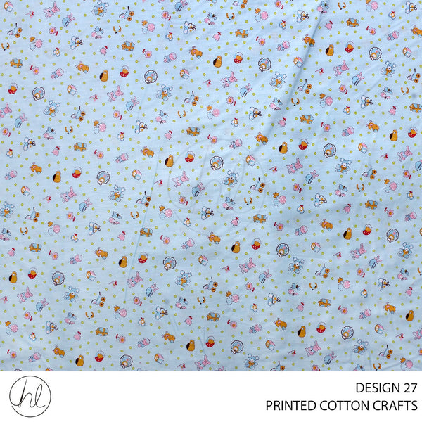 COTTON CRAFT BEARS & TOYS PRINTED FABRIC BLUE ROLL ROLL 001