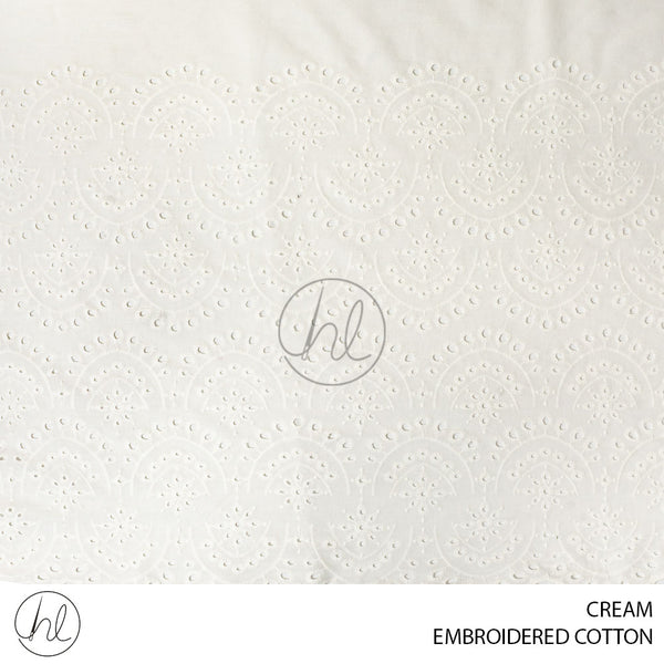 Embroidered Cotton (51) Cream (Design 09) (140cm) Per M