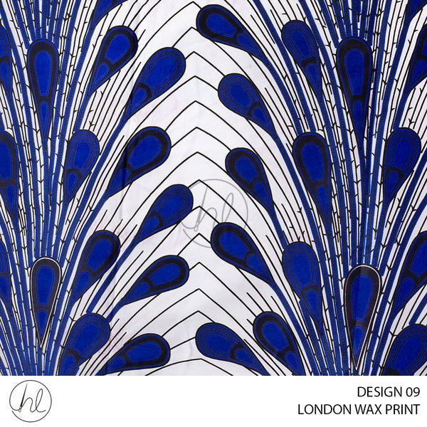 London Wax Print (55) Blue/White (Design 09) (110cm) Per M