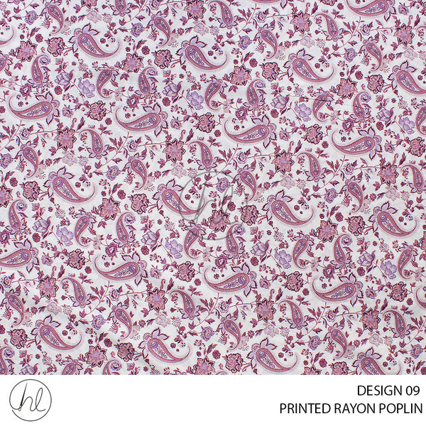 Printed rayon Poplin (51) Elderberry (Design 09) (145cm) Per M