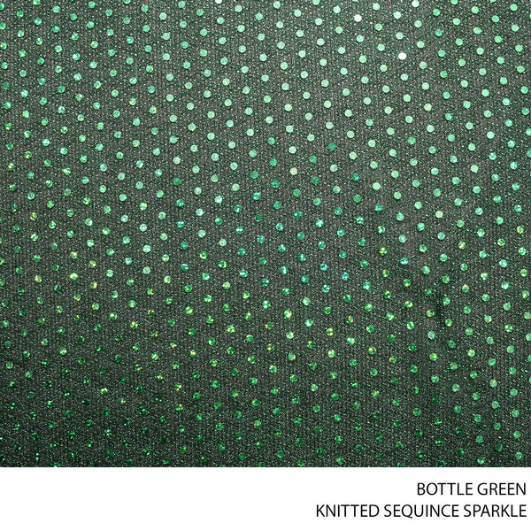 SEQUINCE KNITTED SPANGLE FABRIC 150CM BOTTLE GREEN