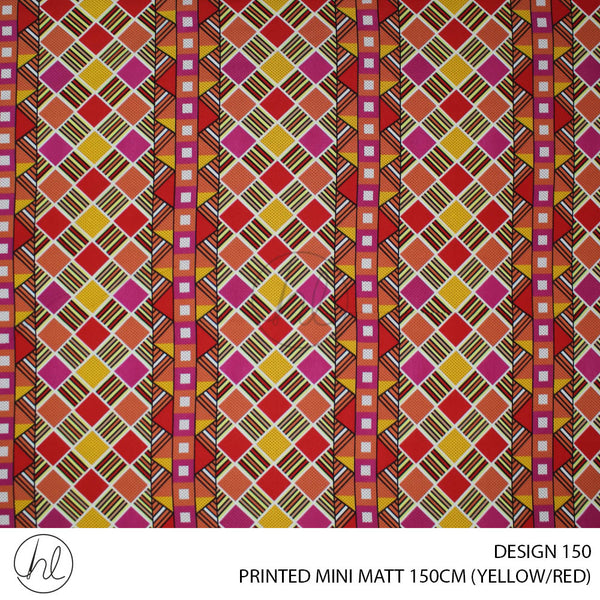 PRINTED MINI MATT (DESIGN 150) (150CM) (PER M) (YELLOW/RED)