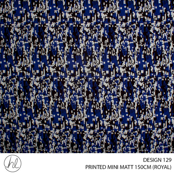 PRINTED MINI MATT (DESIGN 129) (150CM) (PER M) (ROYAL)