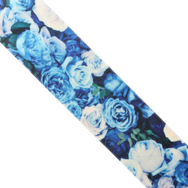 RIBBON SATIN FLOWER 38MM  BLUE RV72-42
