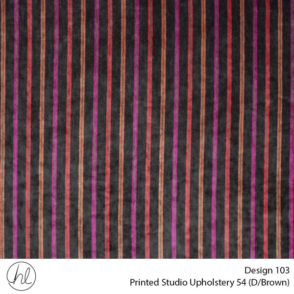 Printed Studio Upholstery 54 (Design 103) (Dark Brown) (140cm Wide) Per m