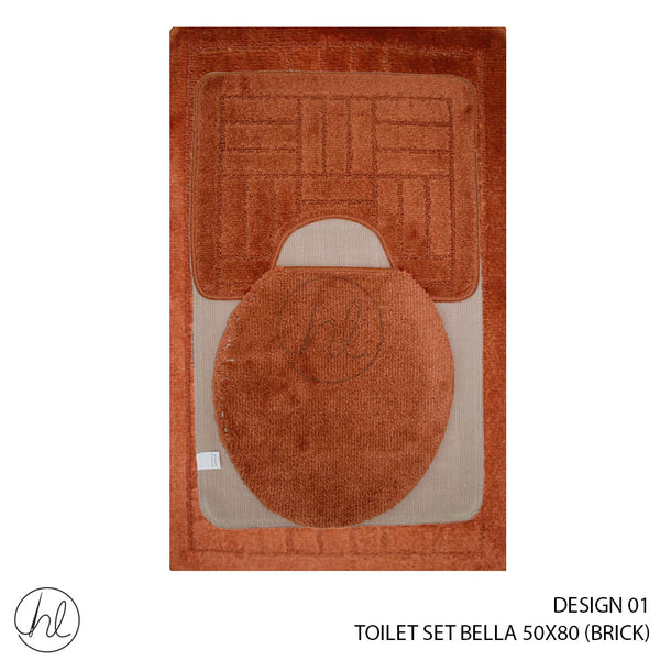 3 PIECE BELLA TOILET SET (50X80) (DESIGN 01) (ORANGE)
