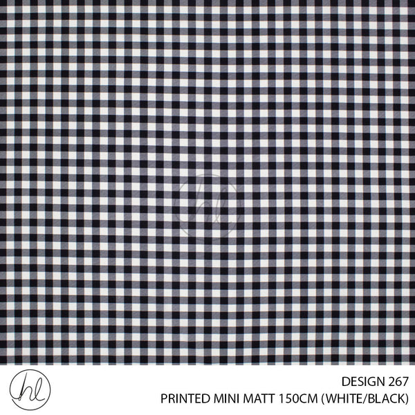 PRINTED MINI MATT (DESIGN 267) (150CM) (PER M) (WHITE/BLACK)