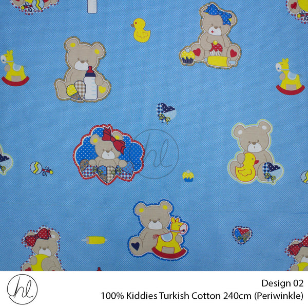 100% Kiddies Turkish Cotton (Design 02) (240cm) (Per M) (Periwinkle)