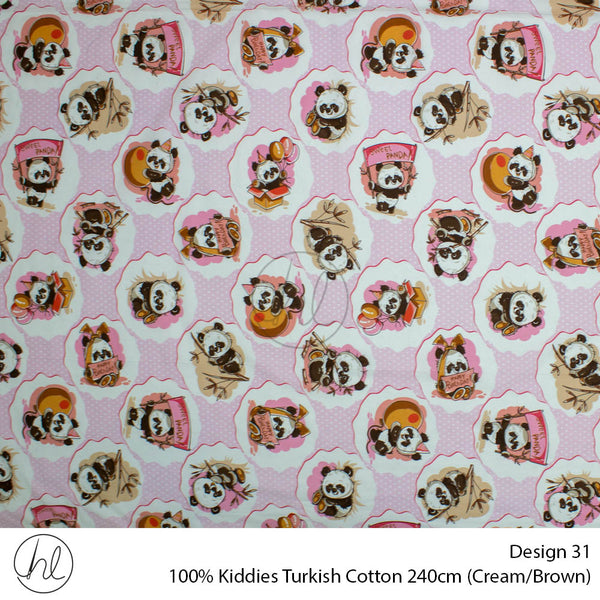 100% Kiddies Turkish Cotton (Design 31) (240cm) (Per M) (Cream/Brown)