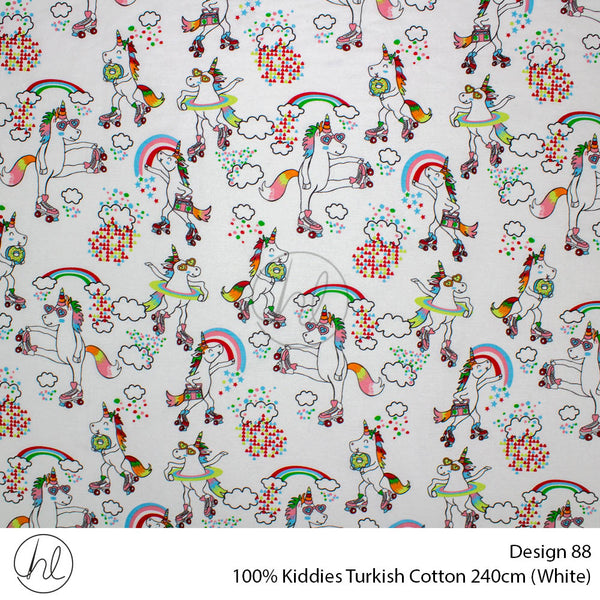 100% Kiddies Turkish Cotton (Design 88) (240cm) (Per M) (White)