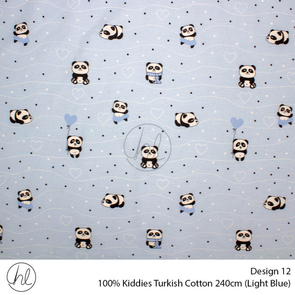 100% Kiddies Turkish Cotton (Design 12) (240cm) (Per M) (Light Blue)