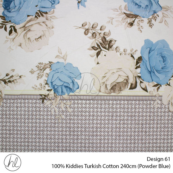 100% Kiddies Turkish Cotton (Design 61) (240cm) (Per M) (Powder Blue)