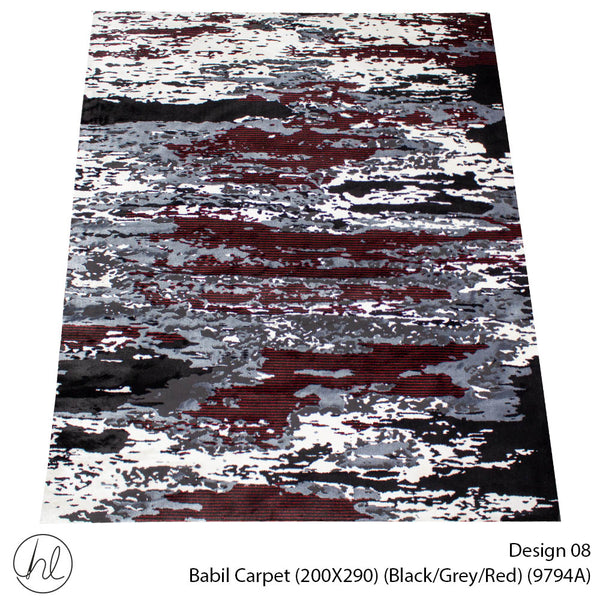 Babil Carpet (200X290) (Design 08) (Black/Grey/Red)