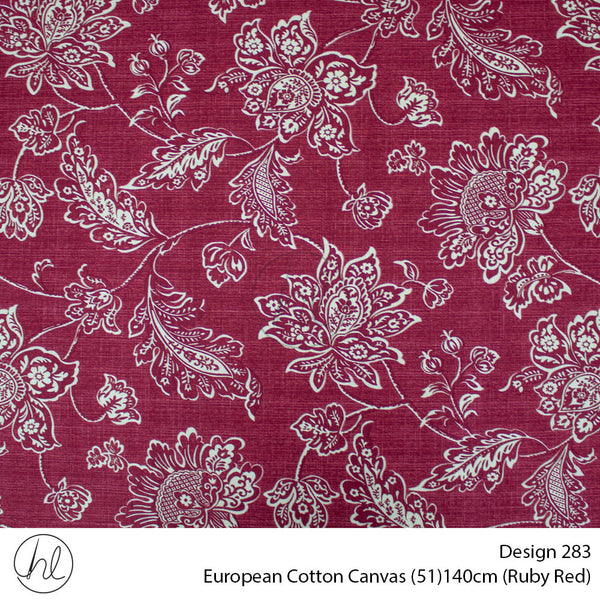 European Cotton Canvas (Buy 10M OR More R49.99 PM (Design 283) (140cm) (Per m) (Ruby Red)
