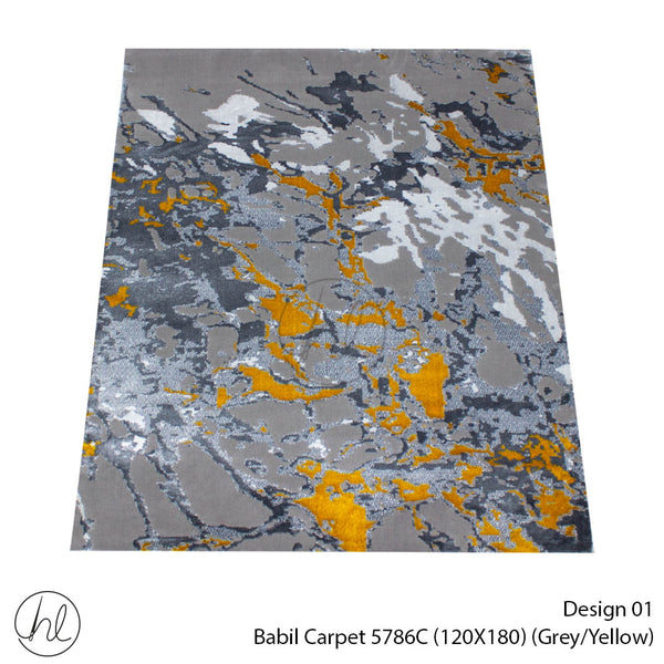 Babil Carpet (120X180) (Design 01) (Grey/Yellow)