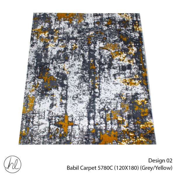 Babil Carpet (120X180) (Design 02) (Grey/Yellow)