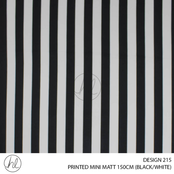 PRINTED MINI MATT (DESIGN 215) (150CM) (PER M) (BLACK/WHITE)