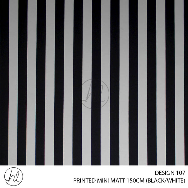 PRINTED MINI MATT (DESIGN 107) (150CM) (PER M) (BLACK/WHITE)