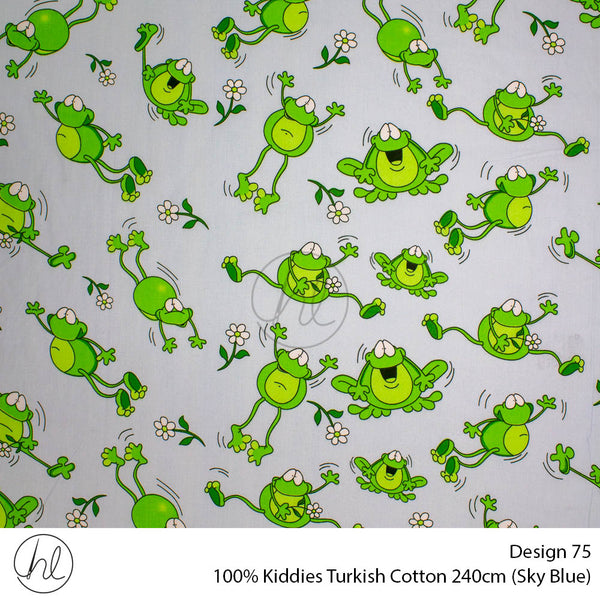 100% Kiddies Turkish Cotton (Design 75) (240cm) (Per M) (Sky Blue)