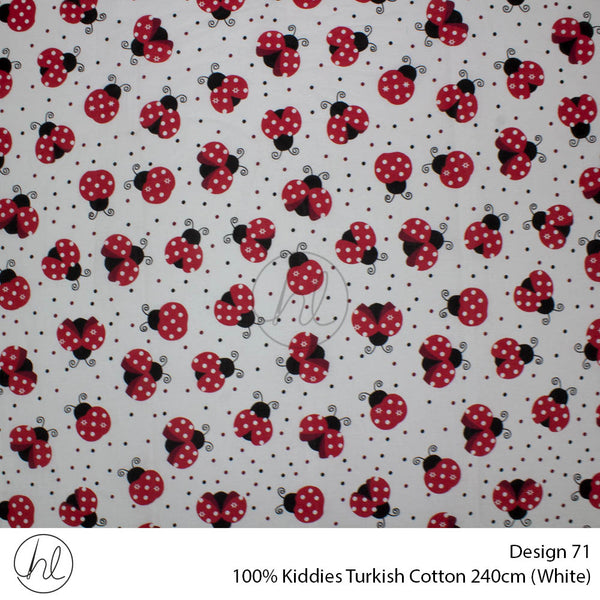 100% Kiddies Turkish Cotton (Design 71) (240cm) (Per M) (White)