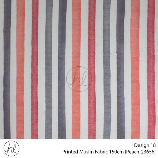 Printed Muslin (Design 18) (150cm) (Per/m) (Peach)